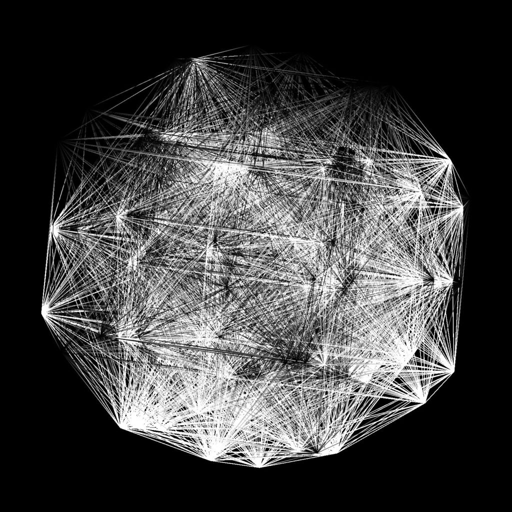 Was ist Bittensor? Visualisierung eines dezentralen Netzwerks für maschinelles Lernen, das Knoten und Verbindungen in der Blockchain zeigt.