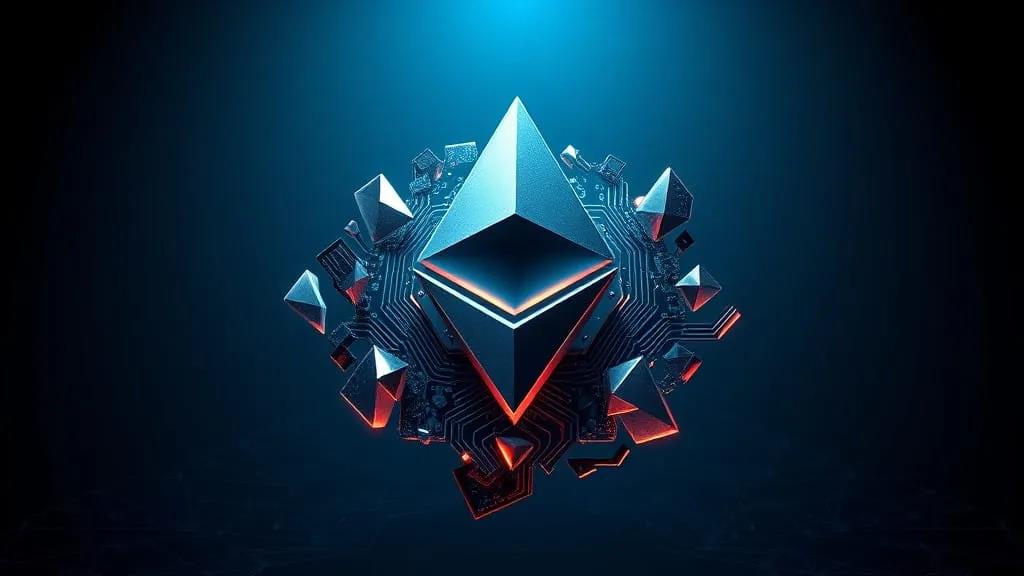 Das Ethereum-Logo vor einem futuristischen Hintergrund – Symbol für die führende Rolle von Ethereum in der Blockchain-Welt