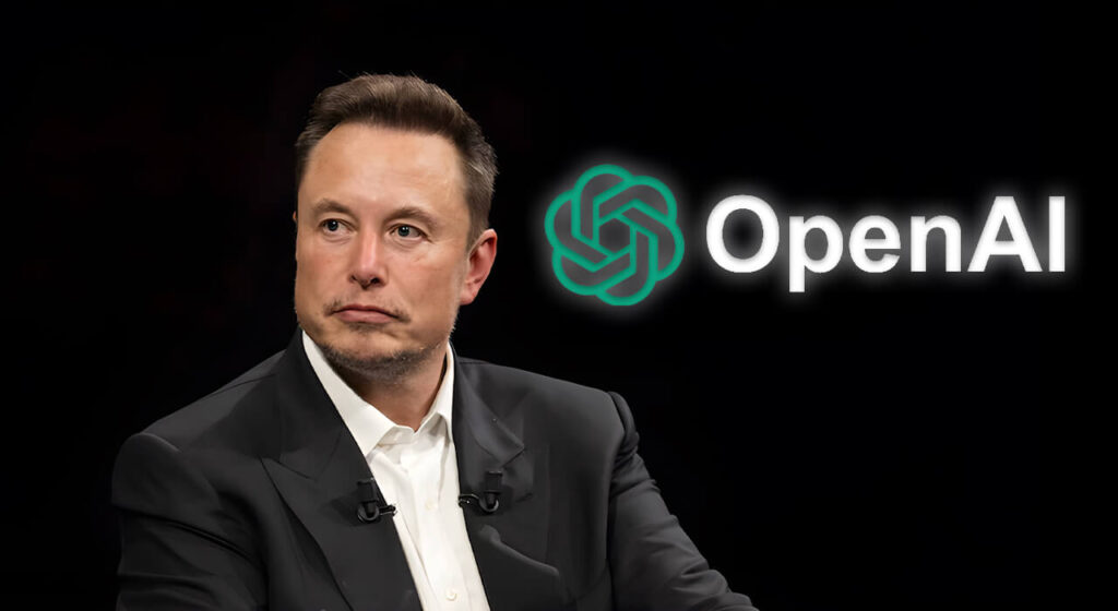 Elon Musk neben dem OpenAI-Logo – sein 97,4-Milliarden-Dollar-Angebot könnte die Zukunft des Unternehmens und der Künstlichen Intelligenz verändern.